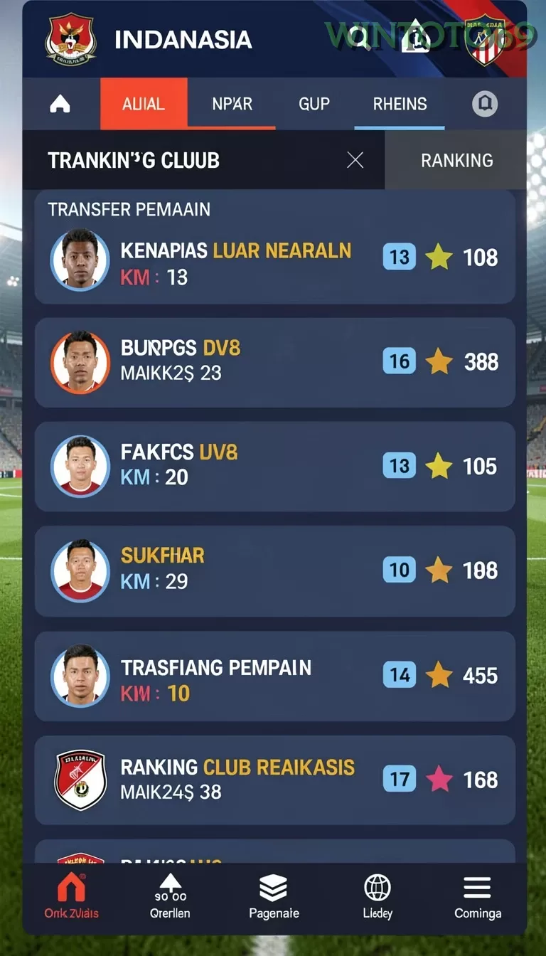 Cuplikan layar MEGA188 — aktivitas