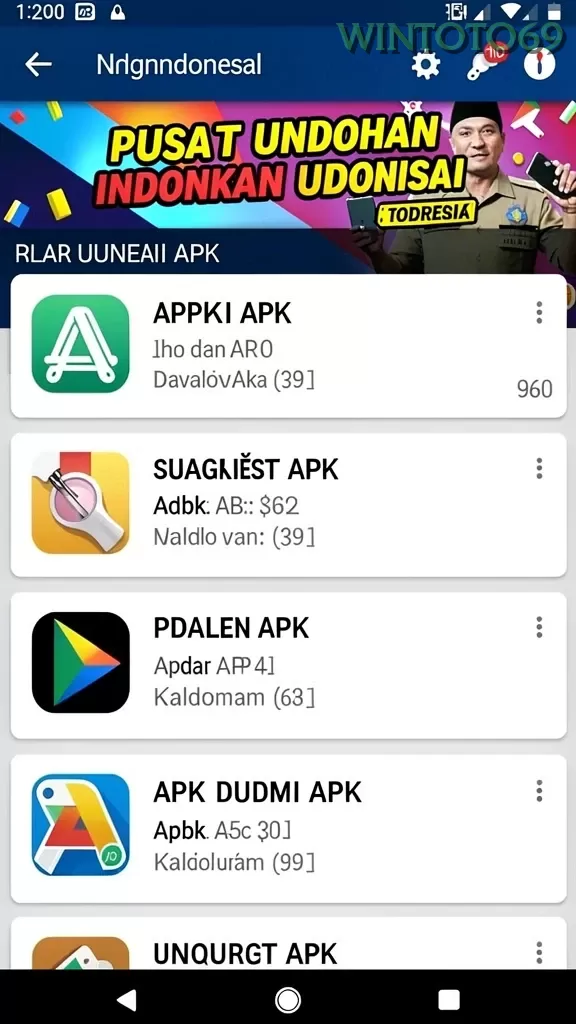 Cuplikan layar DOLANTOGEL — menu navigasi